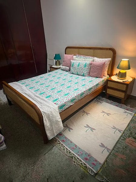 Customer photo review of Dragonfly Block Printed Cotton Dhurrie Rug