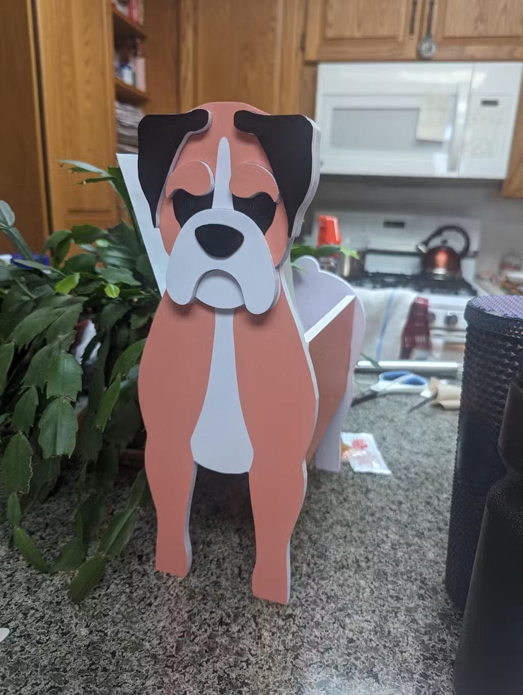 Customer photo review of Dog Planter - Boxer