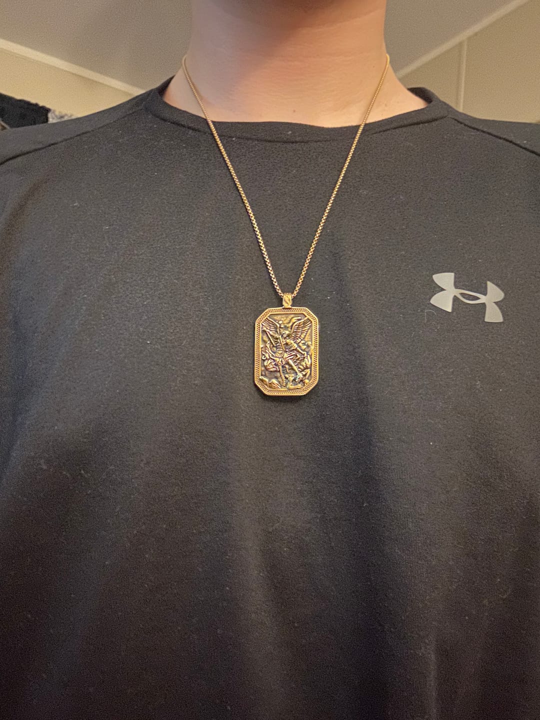 Customer photo review of FREE Today: Classic Style St. Michael the Archangel Protection Stainless Steel Pendant Necklace