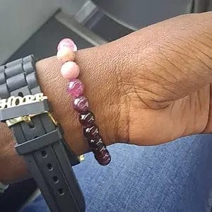 Customer photo review of FuAttract Self Love & Emotional Balance Garnet Rose Quartz White Jade Energy Bracelet