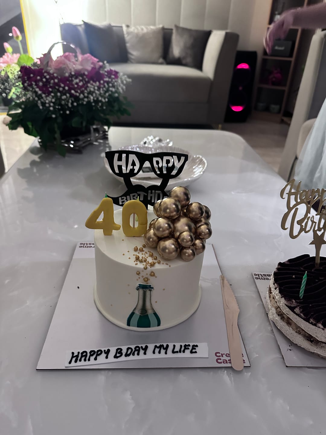 Customer photo review of Champagne Celebration Theme Cake