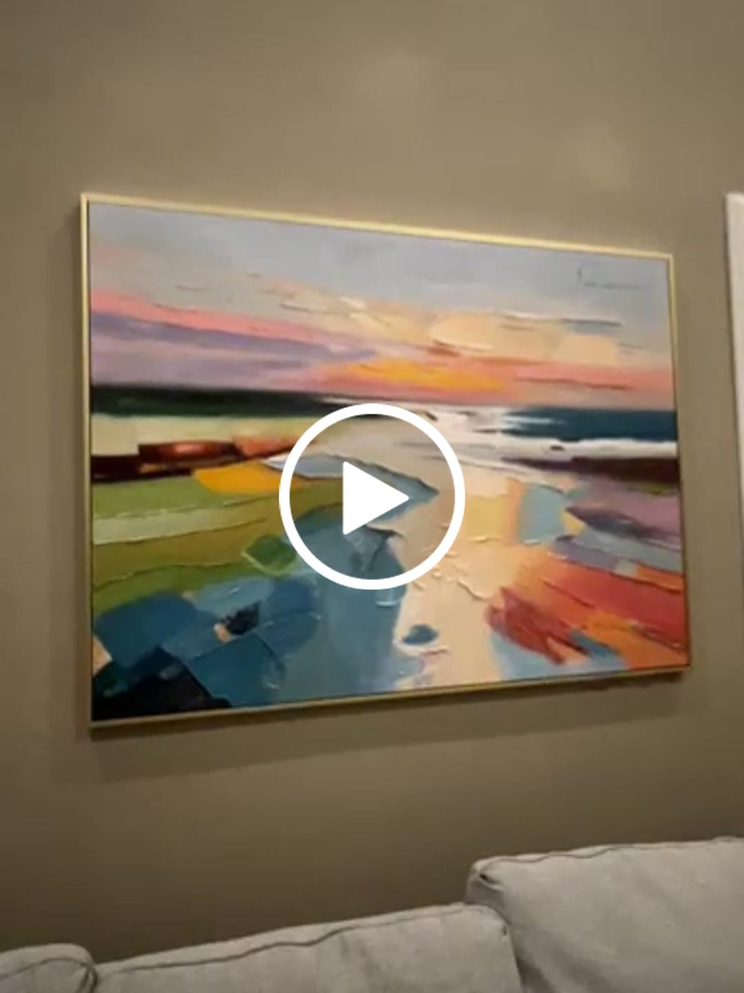Customer video review of Colorful Ocean And Sky Abstract Textured Wall Art #OS134