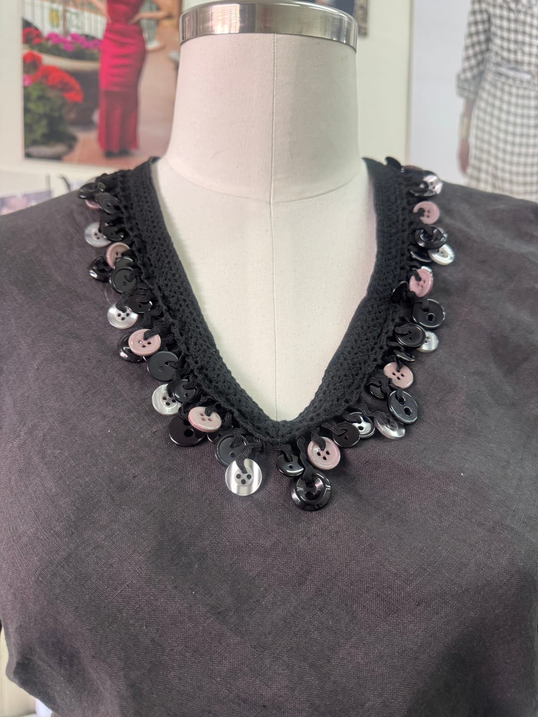 Customer photo review of Ella Crochet Button Fringe Trim (Sold by the Yard)