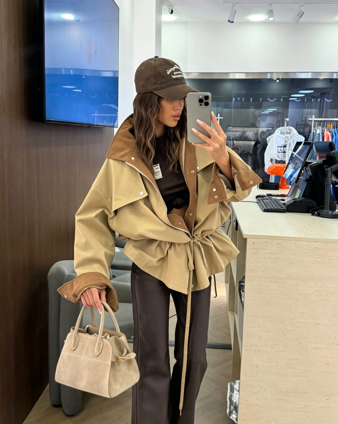 Customer photo review of Rebecca Contrast Collar Windbreaker Jacket