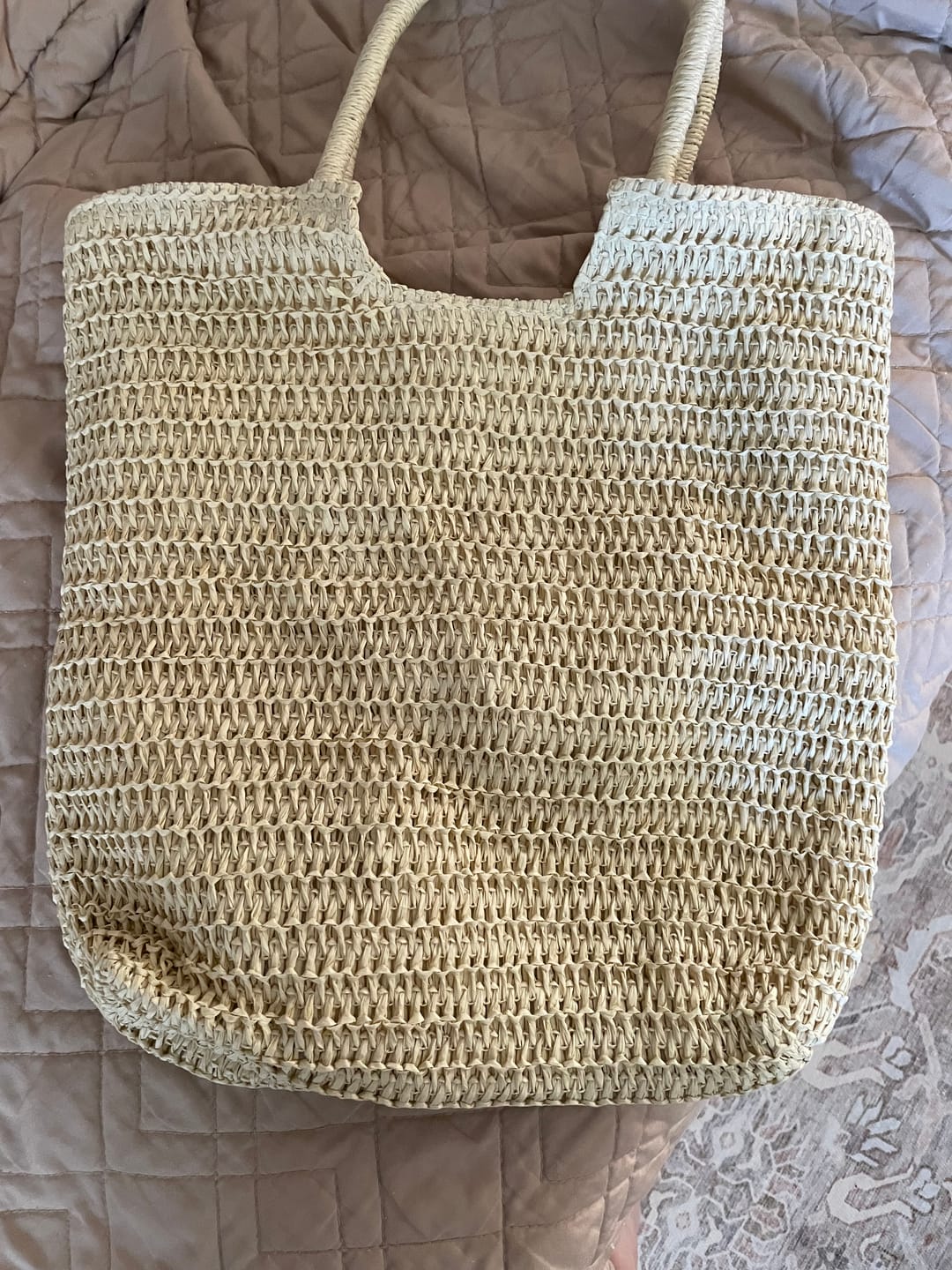 Customer photo review of Woven Raffia Tote Bag Beach Handbag