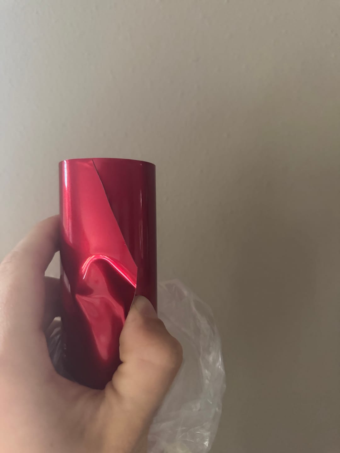 Customer photo review of Glossy Metallic Vampire Red Vinyl Wrap