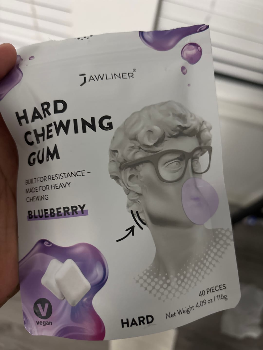 Customer photo review of JAWLINER® Hard Chewing Gum | Blueberry | NEW DROP