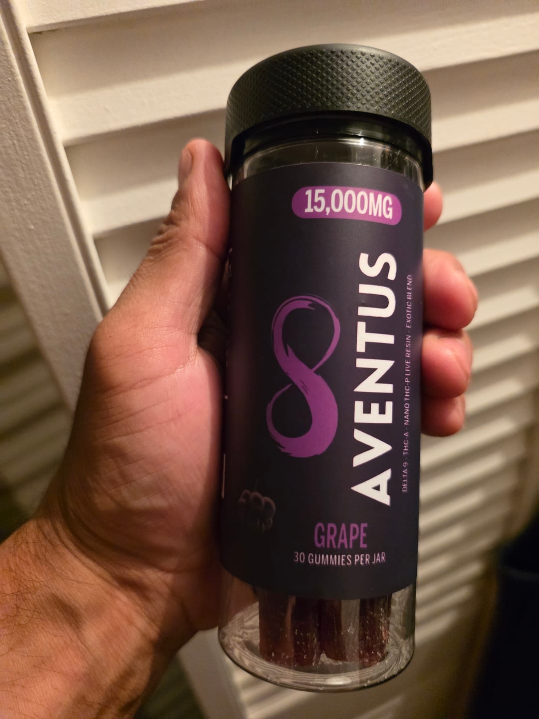 Customer photo review of 15,000mg AVENTUS8 GUMMIES GRAPE SODA DELTA 9 + THC-A + NANO THC-P LIVE RESIN EXOTIC BLEND