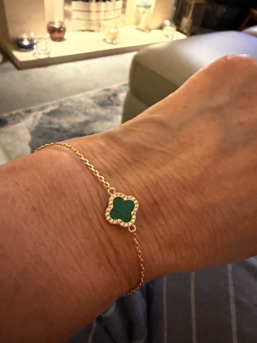Customer photo review of Vintage Clover Malachite Chain Bracelet