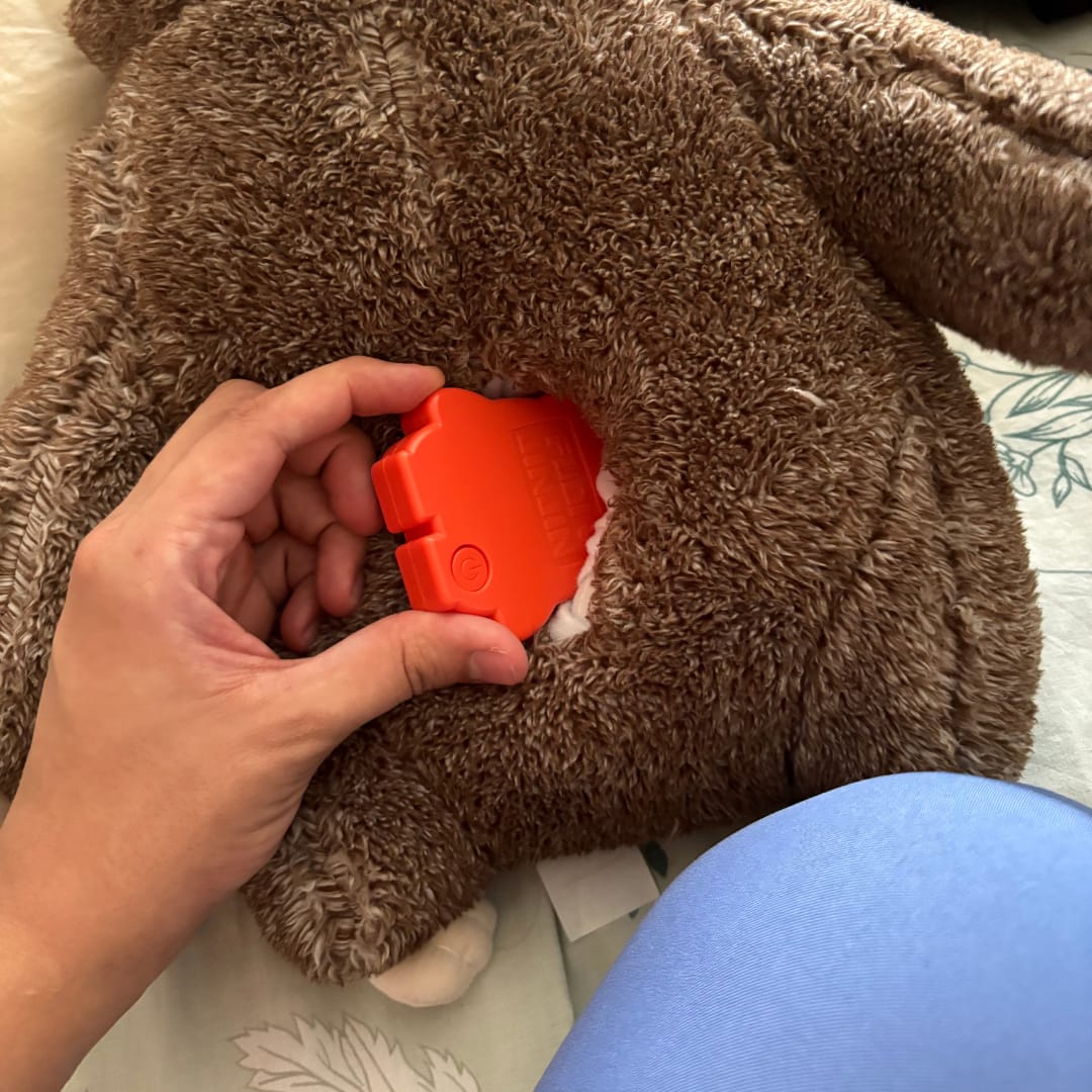 Customer photo review of The Littermate — Heartbeat & Warmth Puppy Sleep Toy
