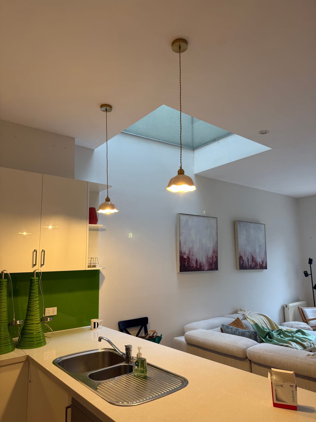 Customer photo review of Retro Minimalist 1-Light Scalloped Flower White Ceramic Pendant Light