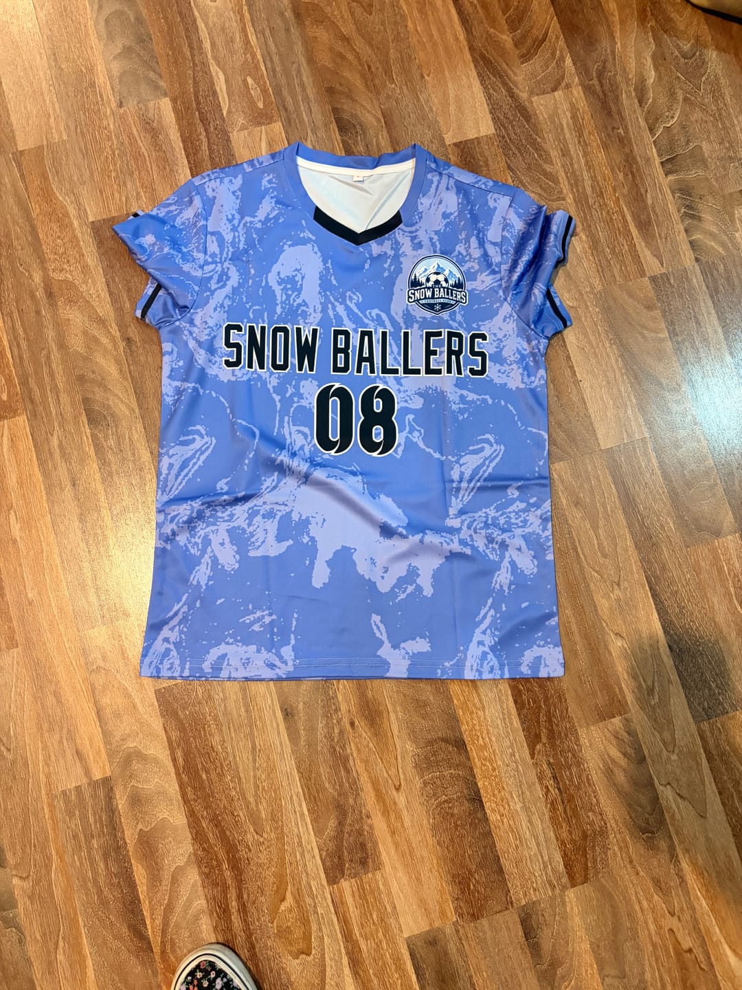 Customer photo review of Custom Purple Classic Graffiti Pattern Sportswear Football Kit Jersey