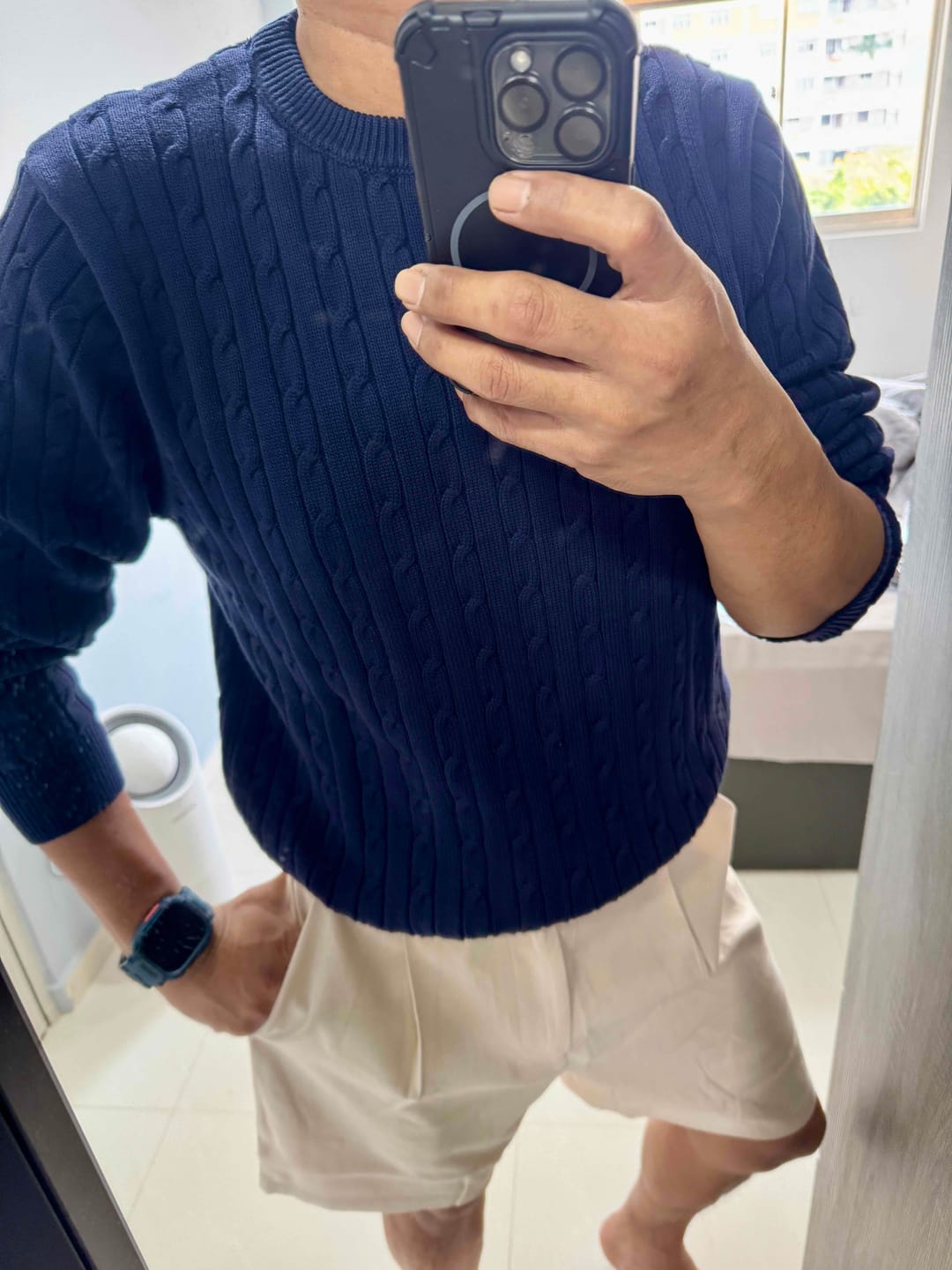 Customer photo review of Cable Knit Long Sleeve Pullover