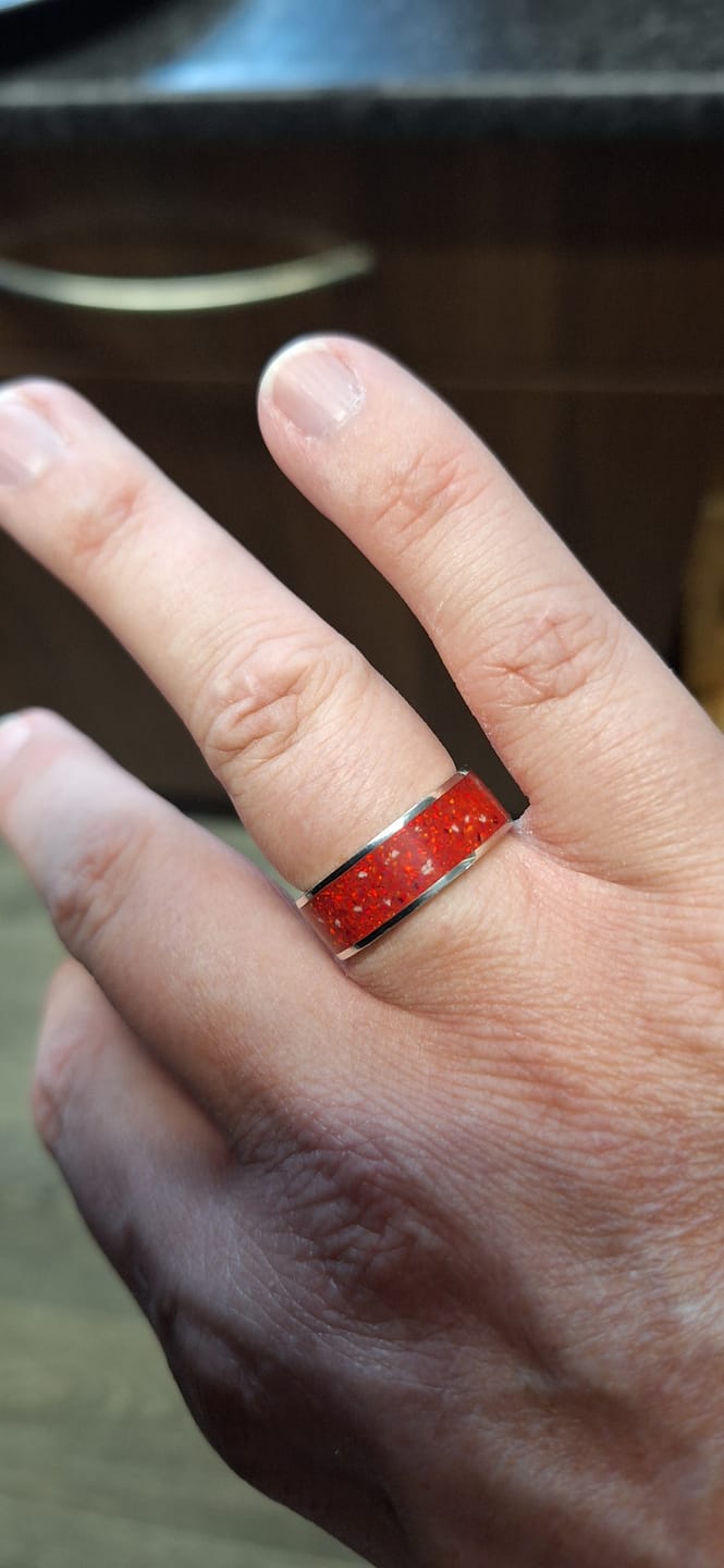 Customer photo review of Mens Silent Bond Solid Silver Channel Ring