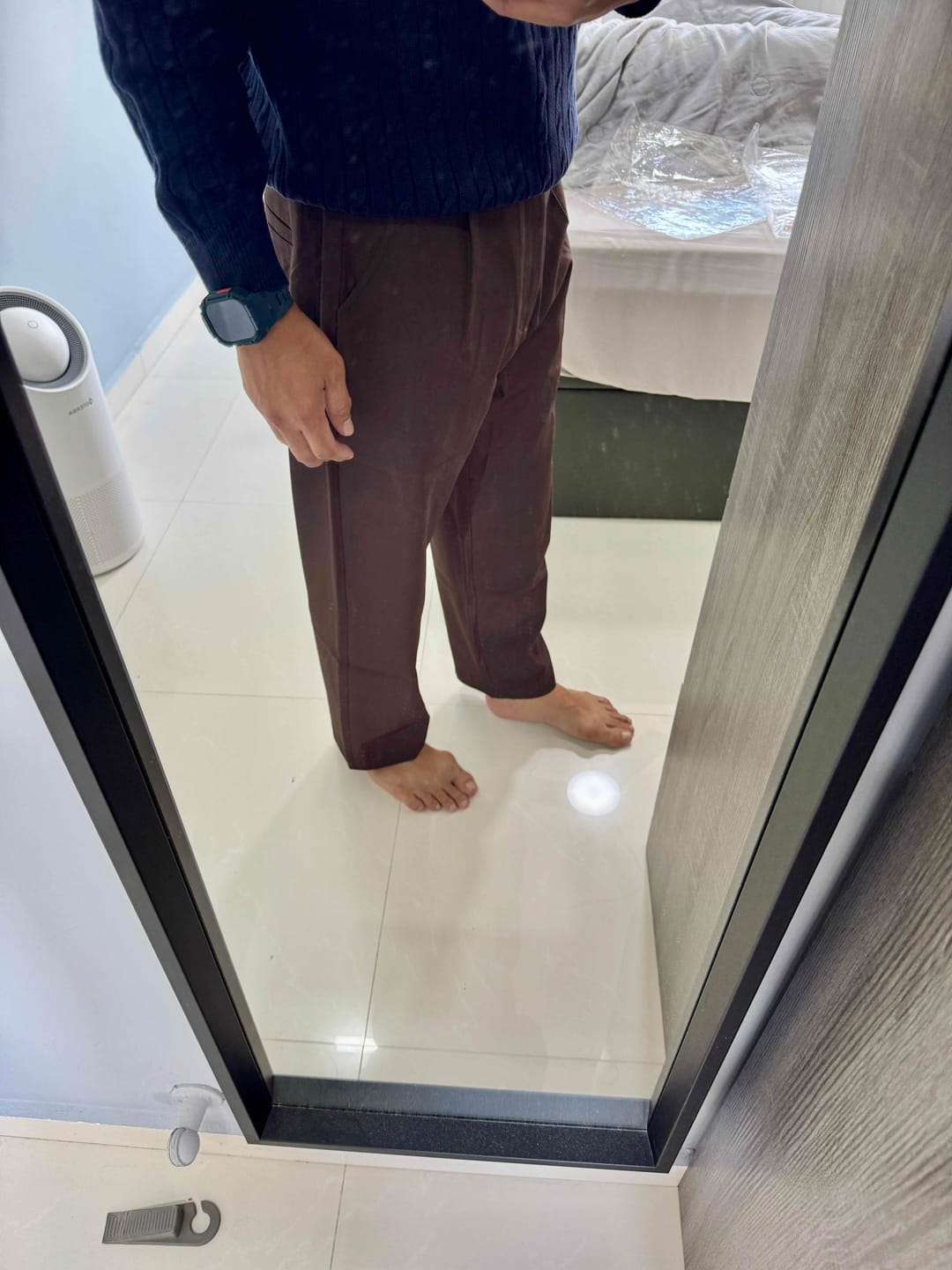 Customer photo review of Single Pleated Creasefree Work Trousers