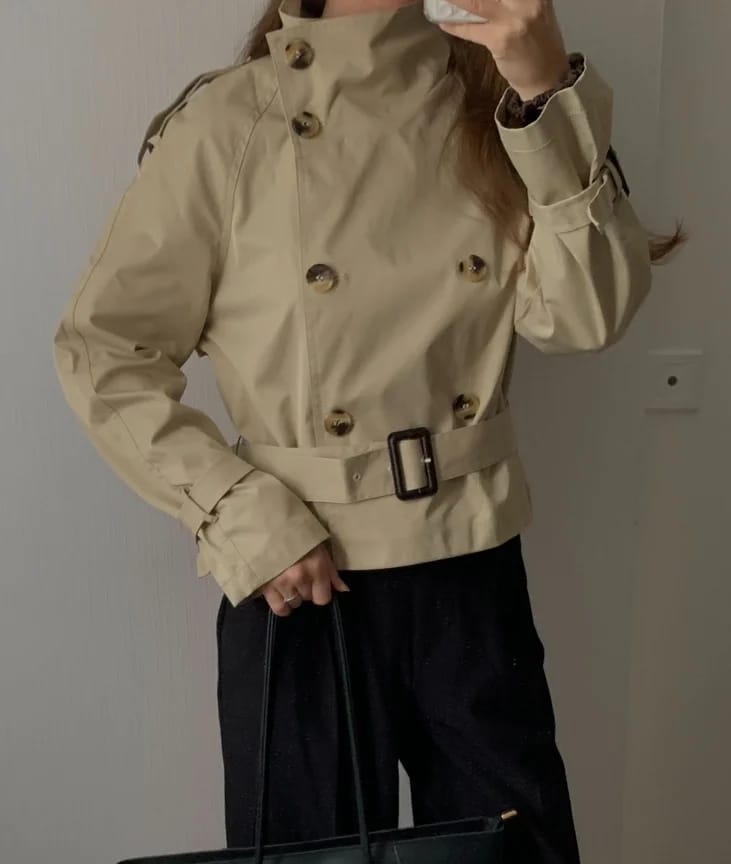 Customer photo review of Teresa British Belted Trench Coat