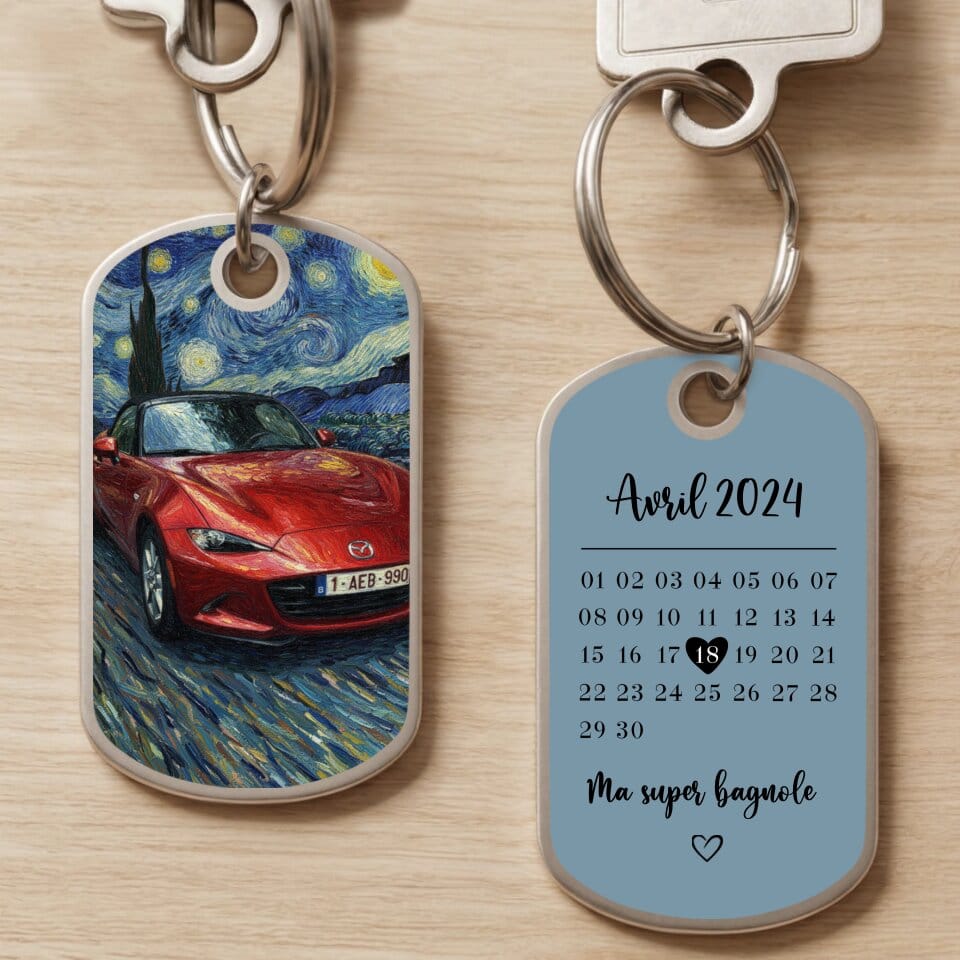Customer photo review of Un jour spécial (style Van Gogh) - Porte-clés en métal personnalisé
