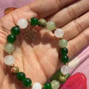 Customer photo review of FuAttract Growth Harmony & Positive Energy Green Aventurine Moonstone Unakite Chrysocolla Forest Style Bracelet