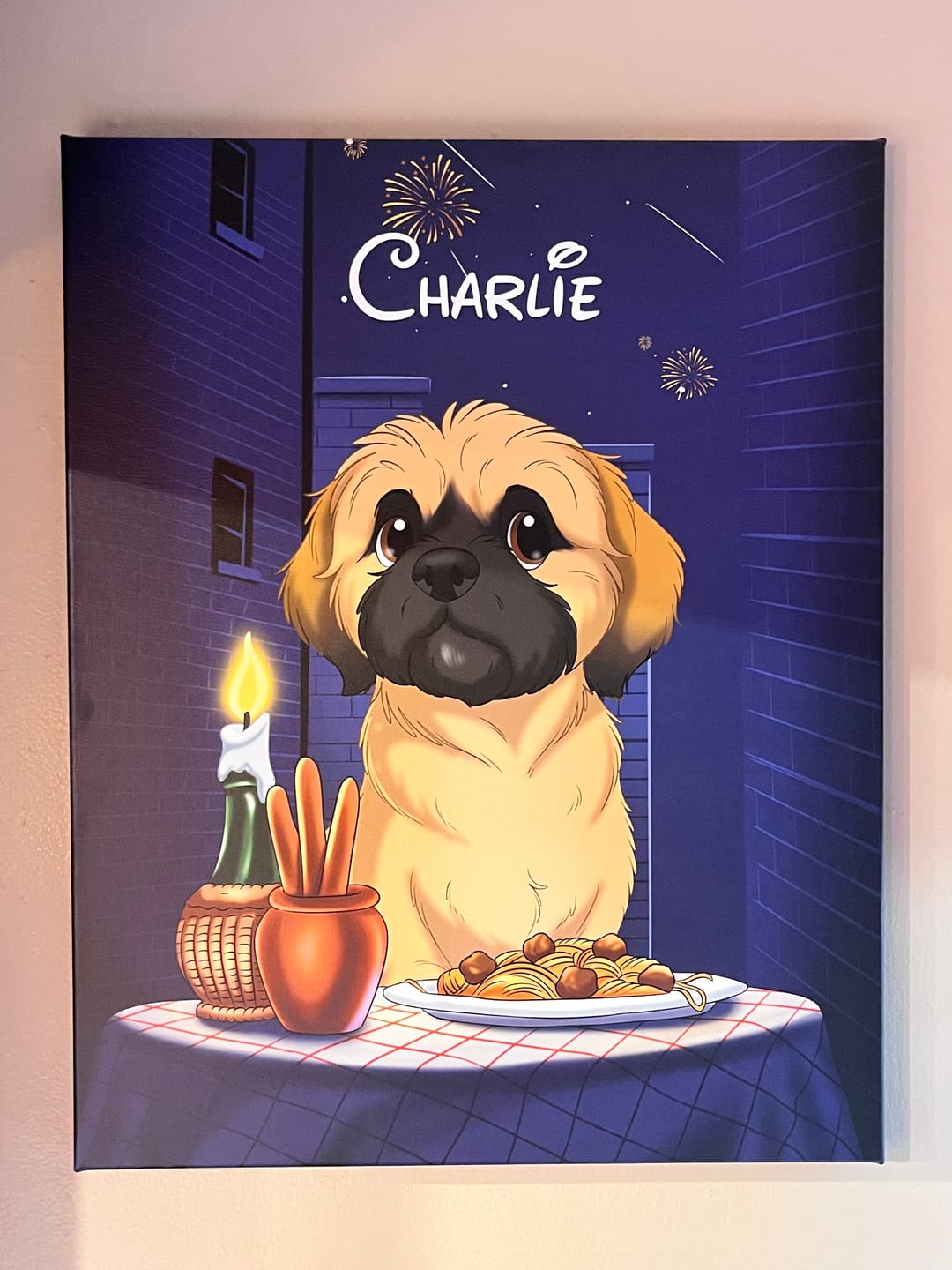 Customer photo review of Custom Hand-Drawn Cartoon Pet Portrait