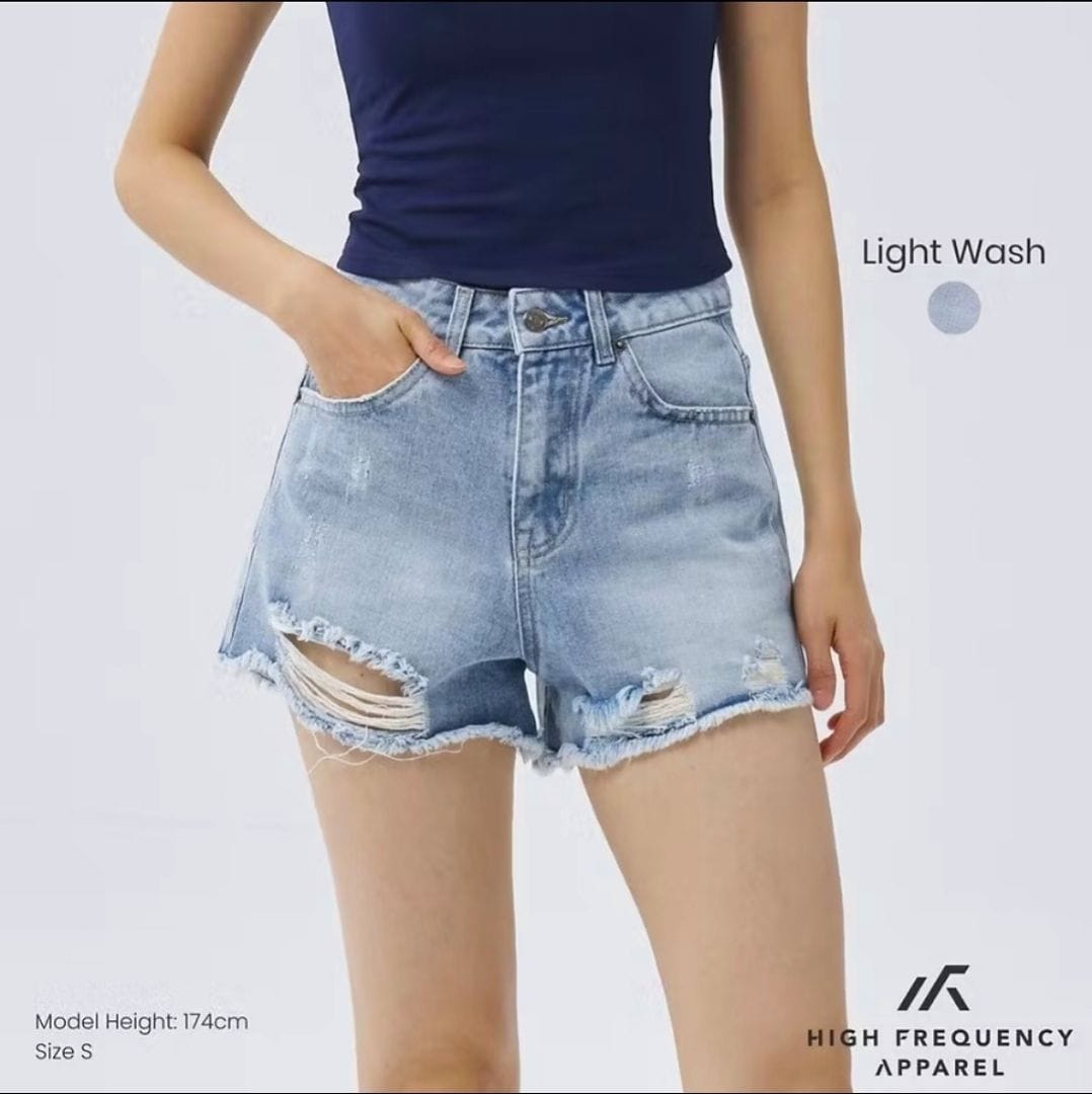 Customer photo review of Distressed Denim Shorts