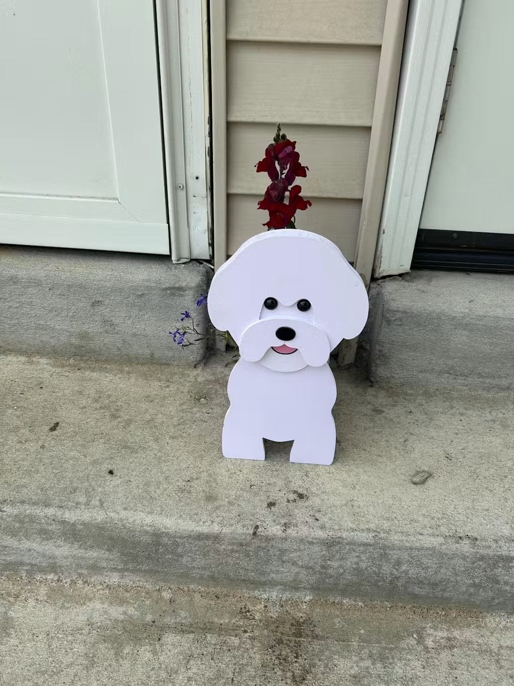 Customer photo review of Dog Planter - Bichon Friese