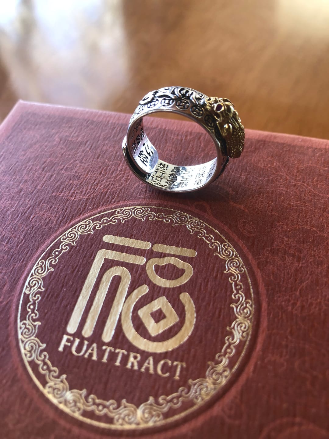 Customer photo review of FuAttract FengShui Pixiu Mantra Ring for Wealth Success & Protection