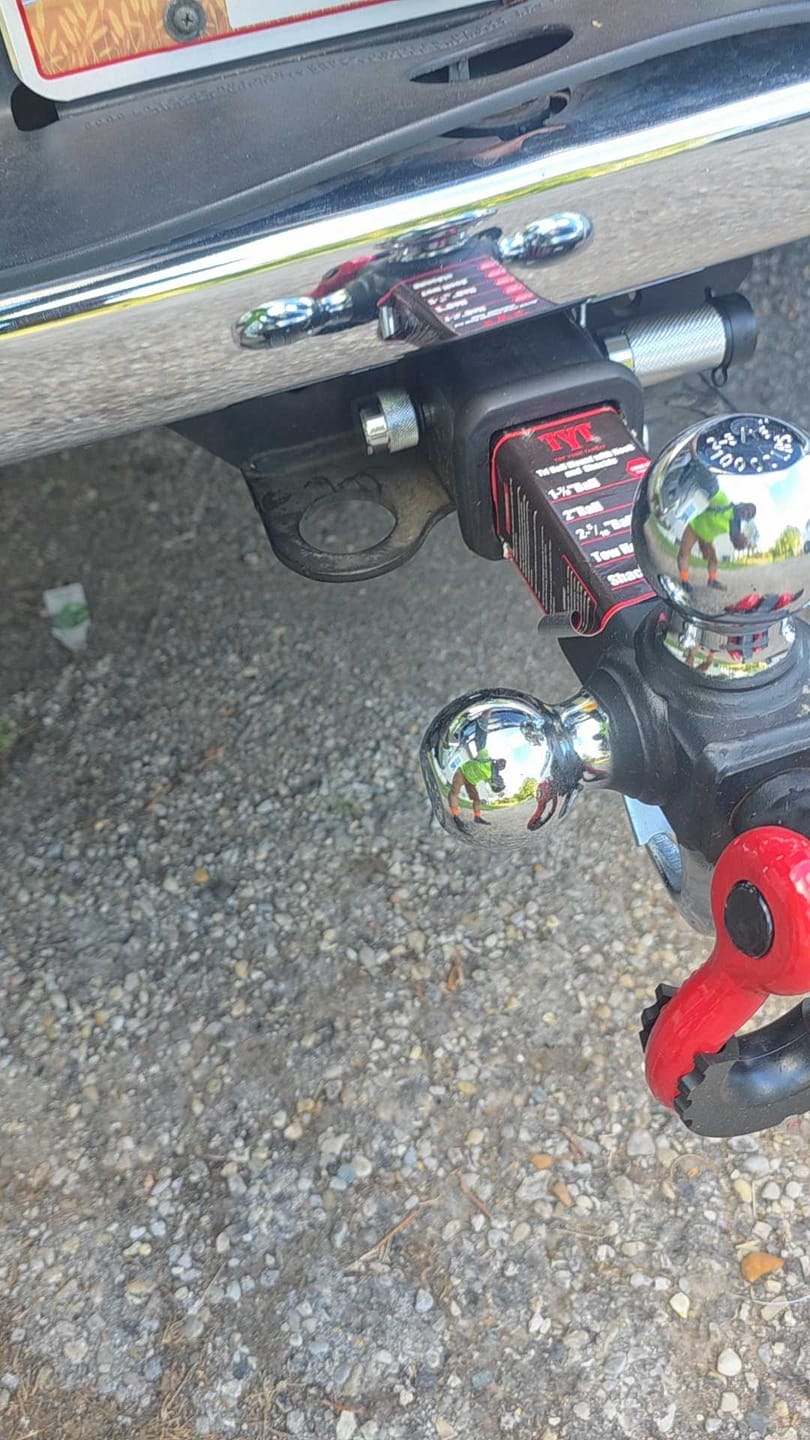 Customer photo review of TYT Tri Ball Mount Trailer Hitch with Tow Hook & Shackle