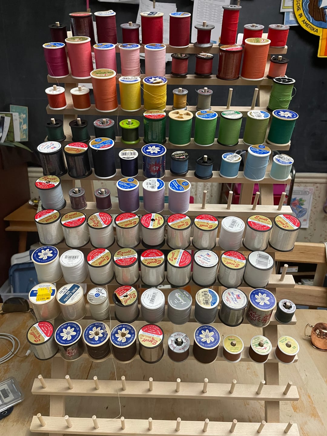 Customer photo review of Alphasew, Wooden Thread Rack w/ Legs