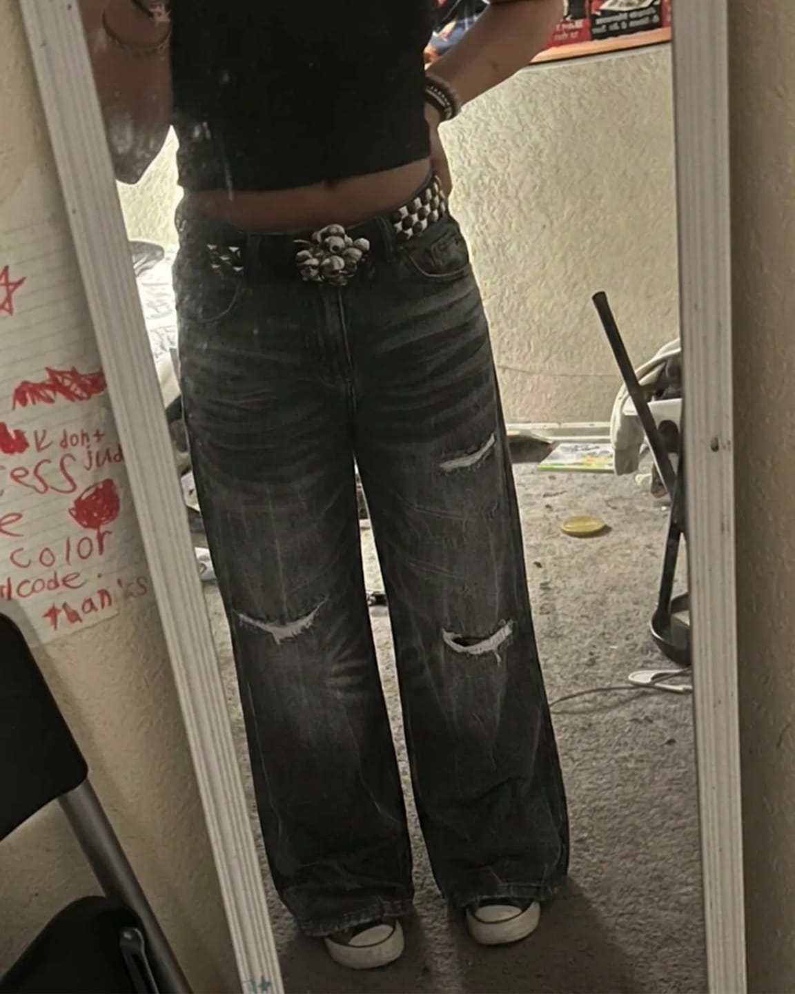 Customer photo review of DISTRESSED RIPPED BAGGY JEANS