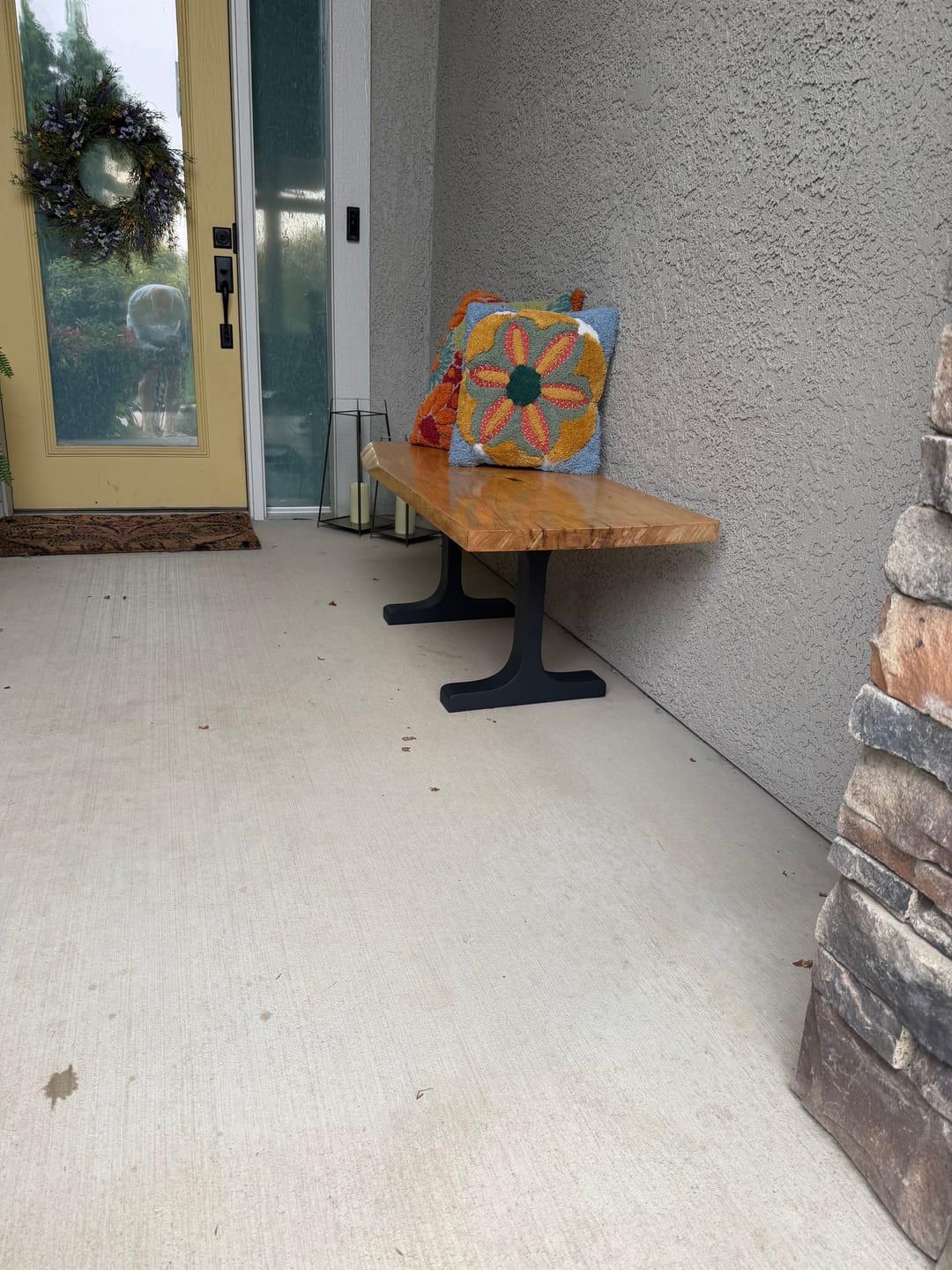 Customer photo review of Bench Legs 102 Wineglass 16.3" H Metal Legs for Outdoor and Indoor Benches