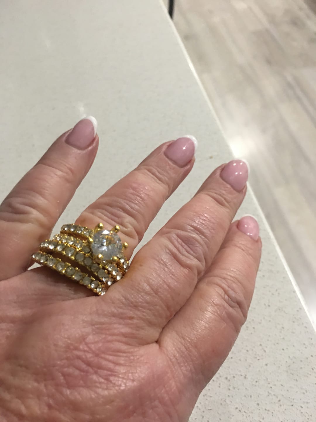 Customer photo review of Full Diamond Layered Couple Rings (Luxury Glamorous Multi-Color Style)