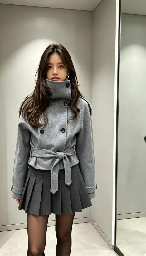 Customer photo review of Ruth Double-Breasted Turtleneck Coat