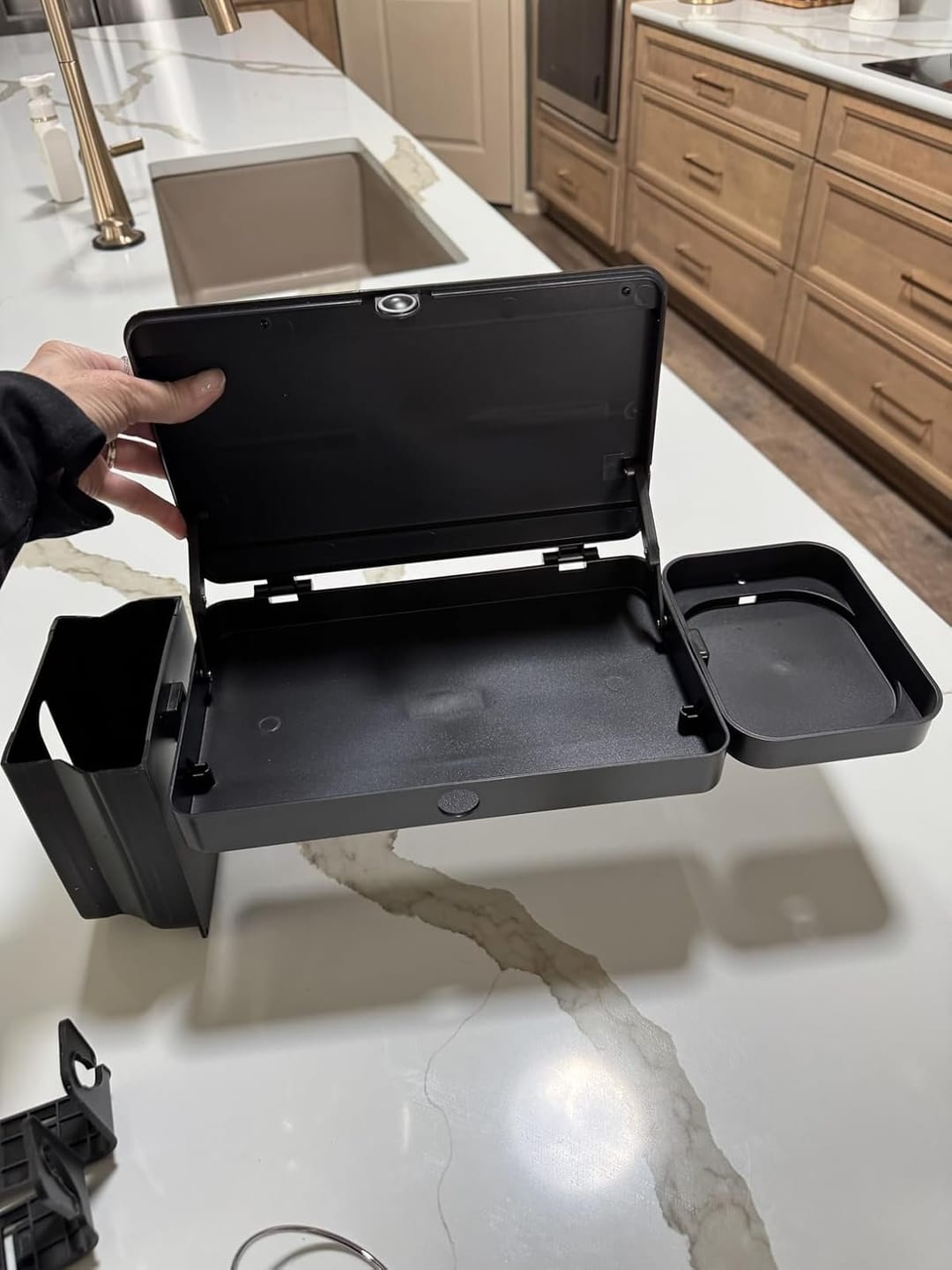 Customer photo review of BOLTHUT™ Folding Backseat Tray Table — Cup & Phone Holder