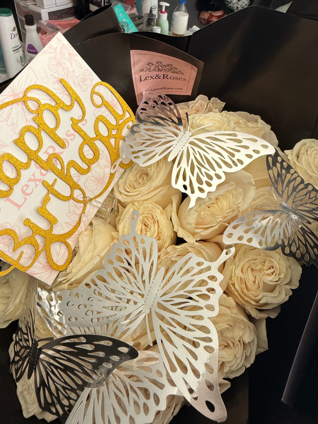 Customer photo review of Green Rose Bouquet