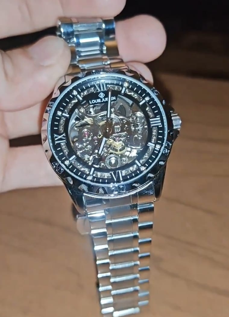 Customer photo review of Luxury Automatic Skeleton Men's Watch – Stainless Steel 46mm