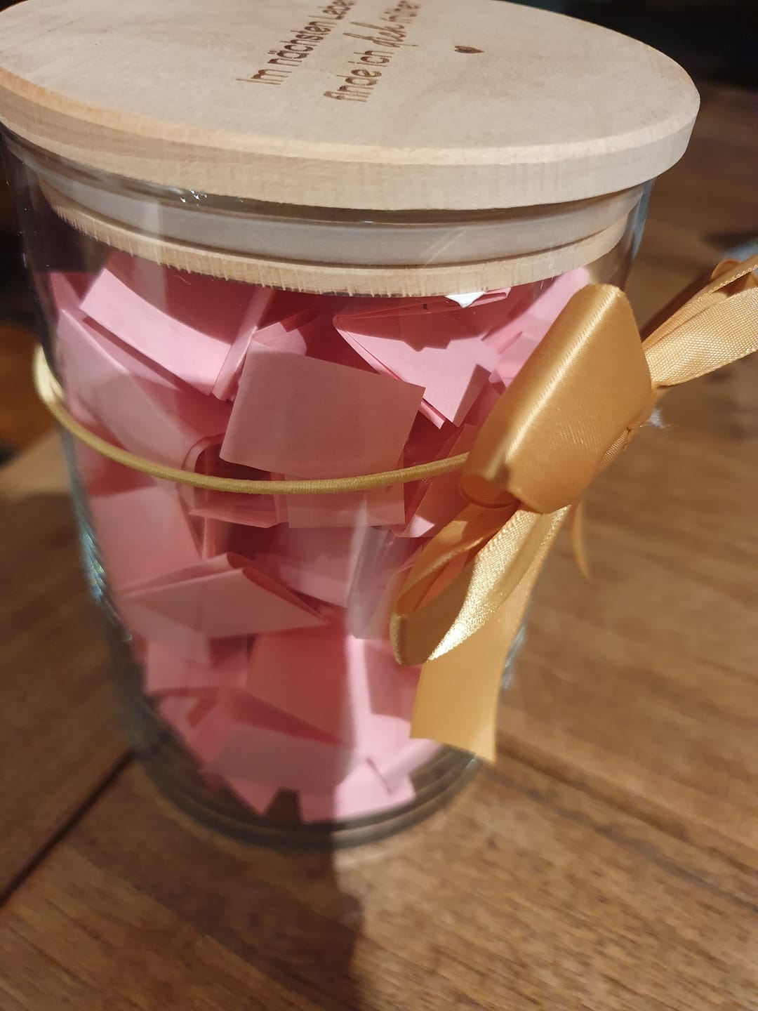 Customer photo review of Geschenk-Glas "Im nächsten Leben finde ich dich früher"