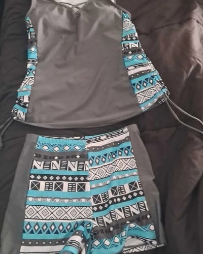 Customer photo review of ⏰LAST DAY 50% OFF -Women's Tummy Control Tankini Set with Built-In Bra – Flattering Boho Swimwear with Shorts