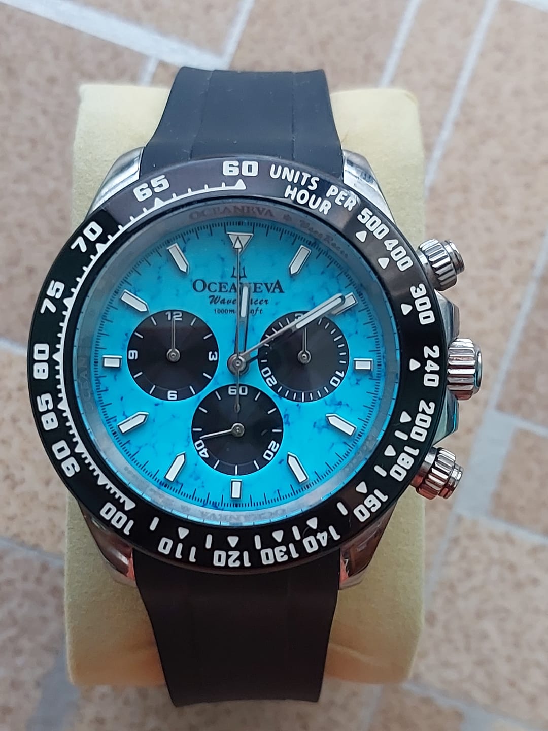 Customer photo review of Oceaneva WaveRacer 1000m Mechanical Chronograph Automatic Grade 5 Titanium Watch Turquoise