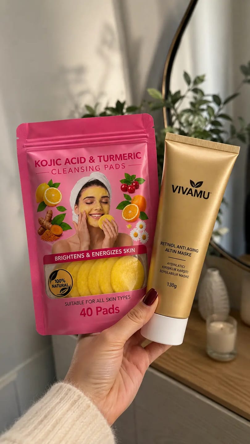 Customer photo review of Vivamu™ Kojik Asit & Zerdeçal Yüz Temizleme Pedi – 40 Adet