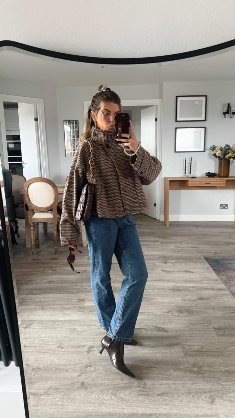 Customer photo review of Denise Houndstooth Cropped Jacket