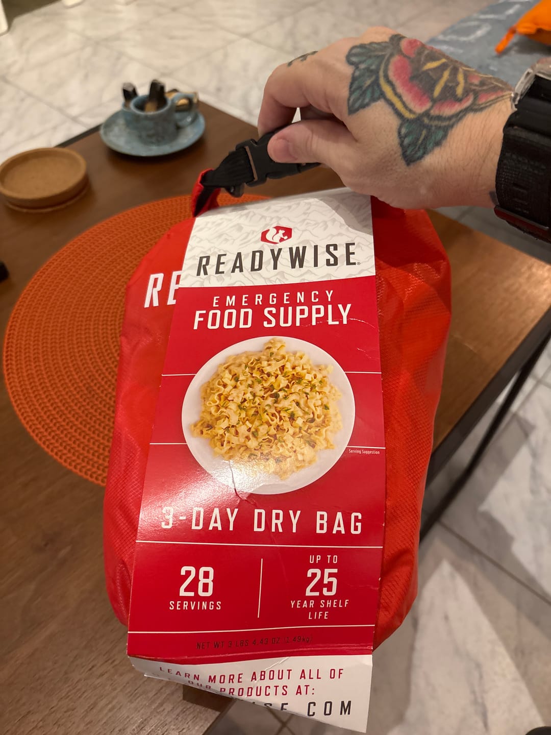 Customer photo review of ReadyWise – Kit 28 porciones 3 días en bolsa estanca, liofilizado, 25 años