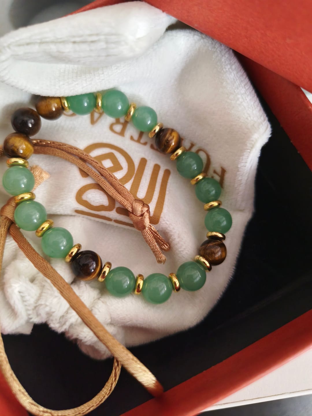 Customer photo review of FuAttract Wealth Confidence & Prosperity Tiger Eye Green Aventurine Fortune Bracelet