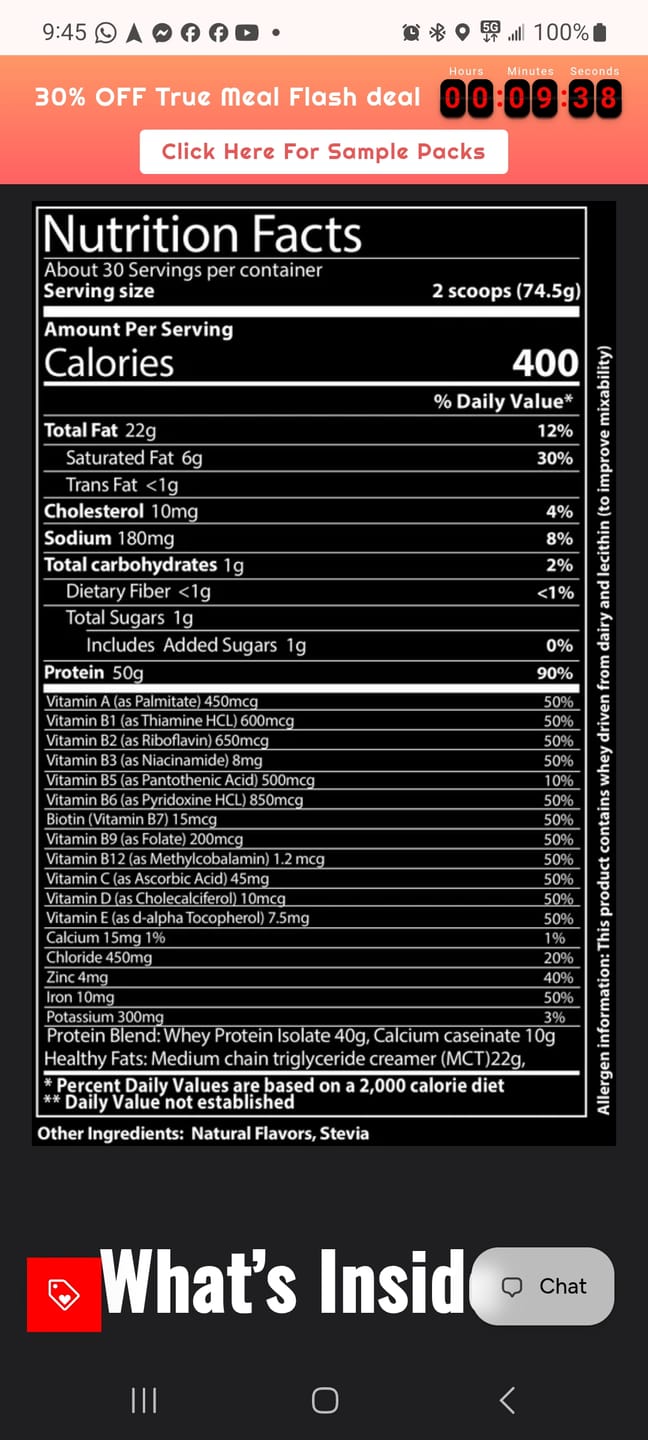 Customer photo review of True Meal Low Carb Meal Replacement
