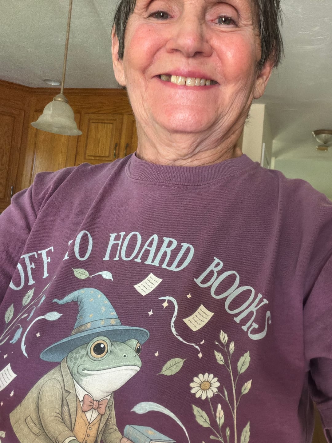Customer photo review of Off to Hoard Books and Create Chaos Literary T-Shirt