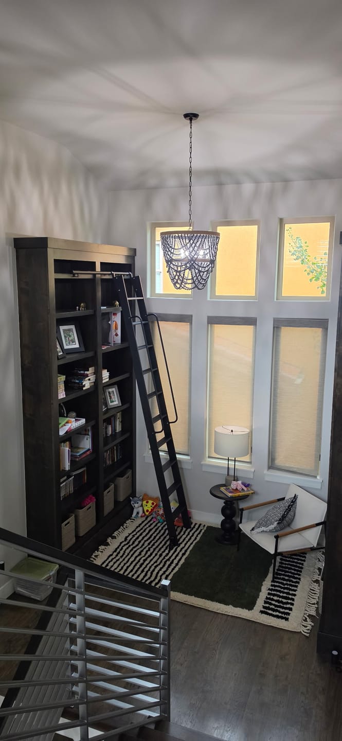 Customer photo review of Boho 3-Light Tiered Hem Rope Distressed Gray Wood Beads Chandelier