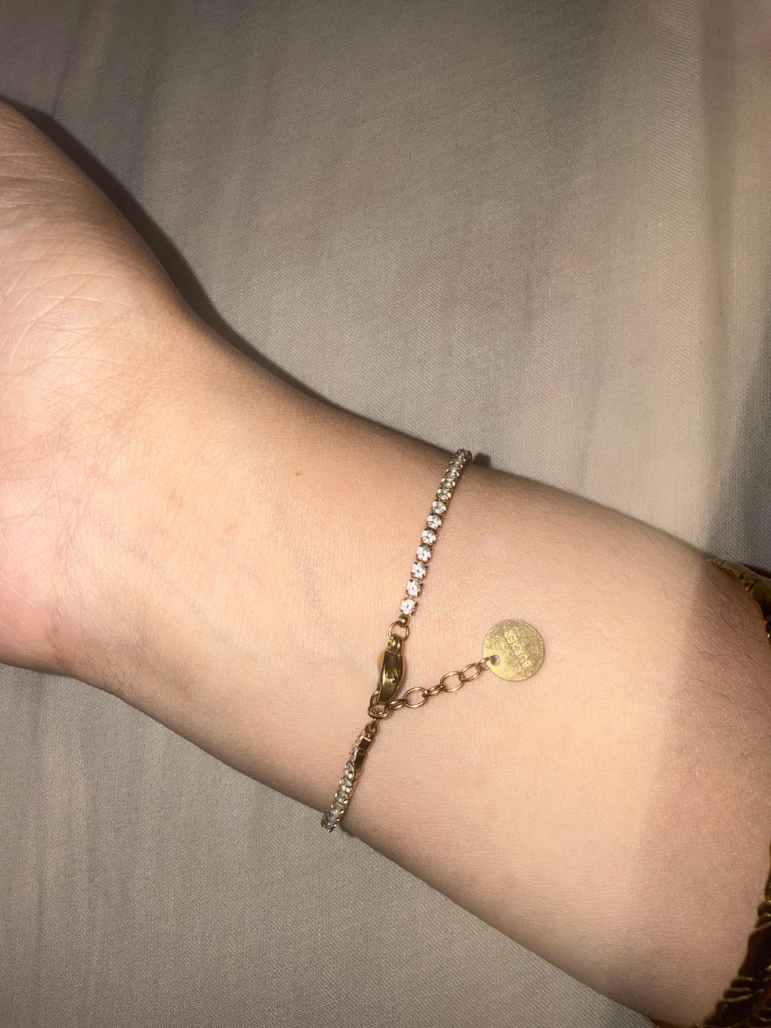 Customer photo review of Ava Petite Gold White Bracelet