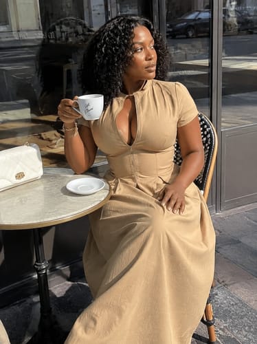 Customer photo review of Zip Front Maxi Dress