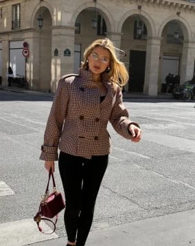 Customer photo review of Denise Houndstooth Cropped Jacket
