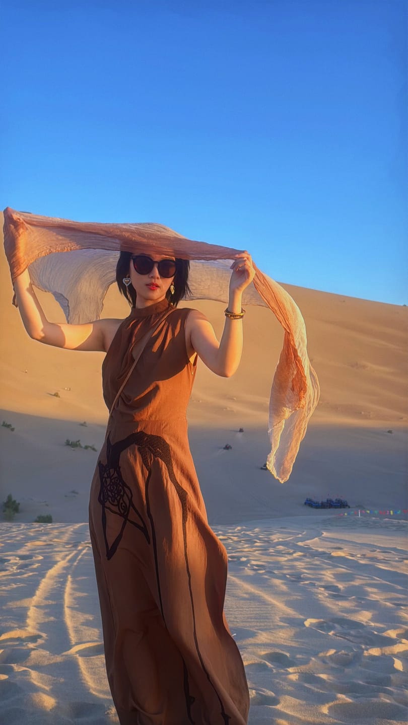 Customer photo review of DOINDULGE Halter Cowl Neck Embroidered Maxi Dress