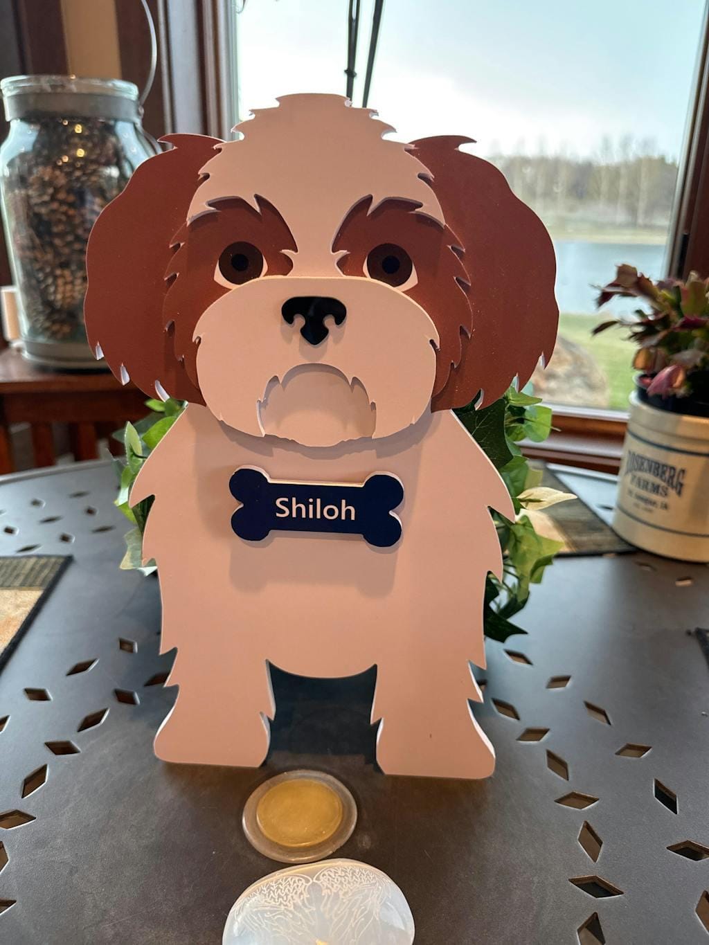 Customer photo review of Dog Planter - Golden Retriever